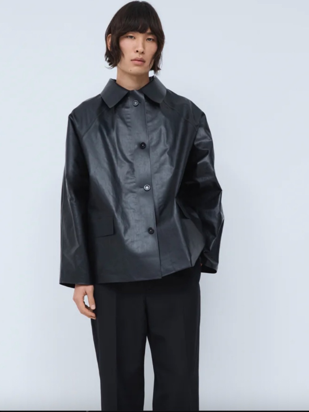KASSL EDITIONS Original Hip Oil Jacket Black Size 36 S NWT Luxury Rain Coat